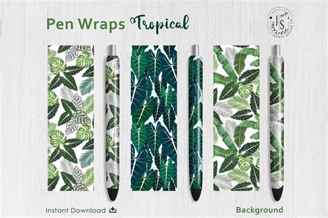 Download Free Tropical Leaf Pen Wraps PNG File Set Files DXF Files