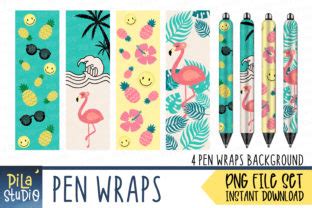 Download Free Tropical Leaf Pen Wraps PNG File Set Files Free PSD Mockups