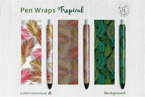 Download Free Tropical Plant Leaves Pen Wraps PNG File Set DXF Files