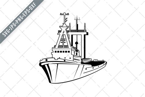 Download Free Tugboat - SVG File, DXF File Creativefabrica