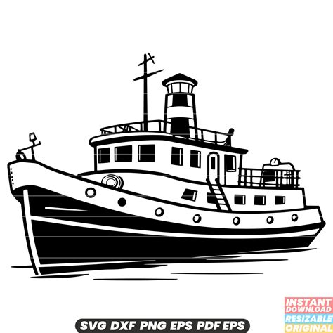 Download Free Tugboat - SVG File, DXF File Easy Edite