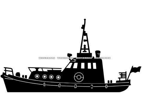 Download Free Tugboat - SVG File, DXF File Silhouette
