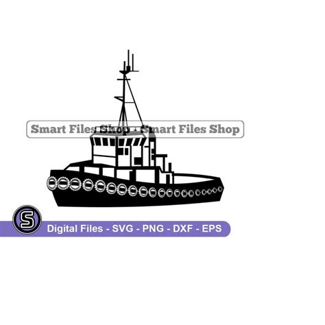 Download Free Tugboat - SVG File, DXF File Silhouette DXF Files