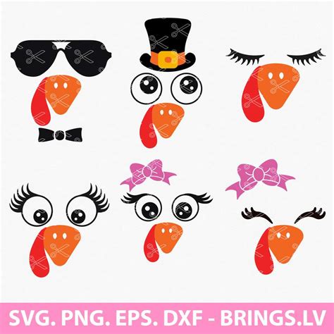 Download Free Turkey Face Set SVG Cut File Cut Files
