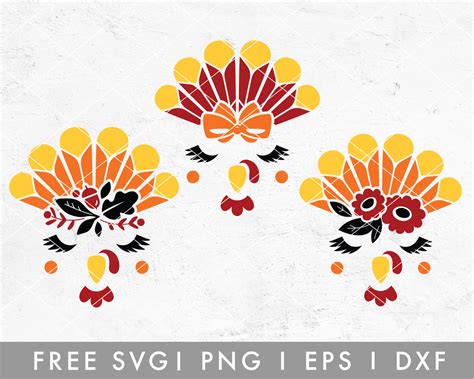 Download Free Turkey Face Set SVG Cut File Cut Images