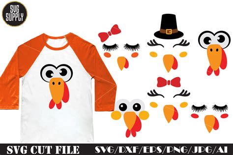 Download Free Turkey Face Set SVG Cut File For Silhouette