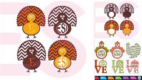 Download Free Turkey Monogram Designs - Chevron Pattern - SVG, DXF, EPS cutting
files DXF Files