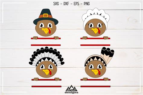 Download Free Turkey Pilgrim Thanksgiving Split Frame Svg Design Cut Files