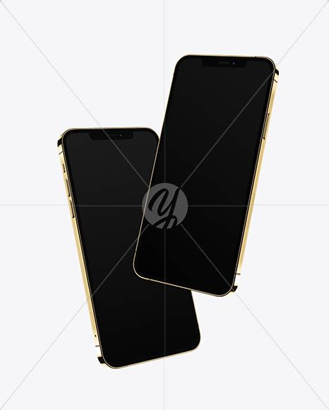 Download Free Two Apple iPhones 12 Pro Max Gold Mockup PSD Placeit PSD Files