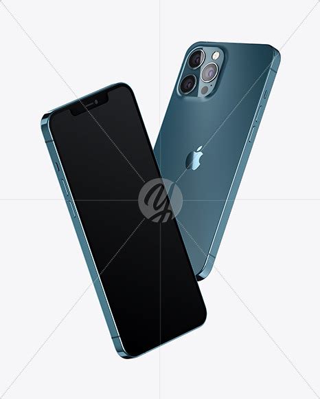 Download Free Two Apple iPhones 12 Pro Max Pacific Blue Mockup PSD Generator Images