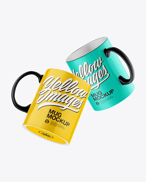 Download Free Two Glossy Mugs Mockup PSD Object Mockups PSD Files