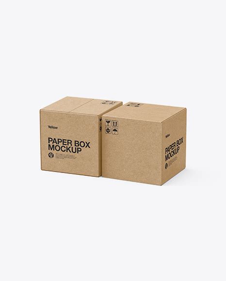 Download Free Two Kraft Boxes Mockup - Half Side View PSD Generator