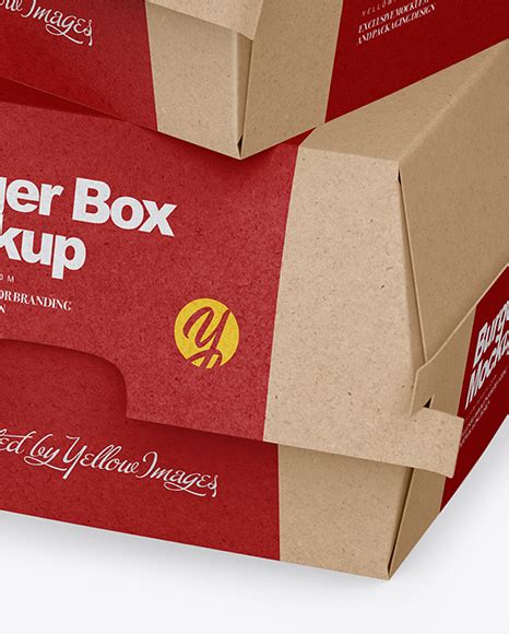 Download Free Two Kraft Burger Boxes Mockup - Half Side View PSD Generator