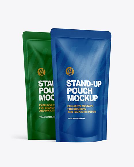 Download Free Two Matte Stand-Up Pouches Mockup PSD Generator PSD Files