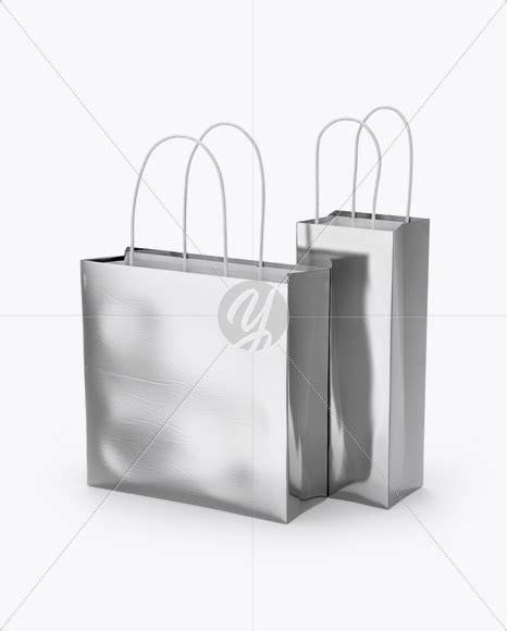 Download Free Two Metallic Paper Bags Mockup - Half Side View PSD Generator