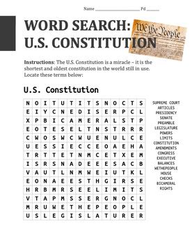 Free U.s. Constitution Printable Puzzles