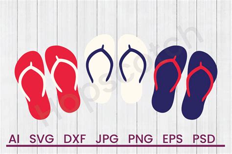 Download Free USA Flip Flops- SVG File, DXF File Commercial Use For Crafts