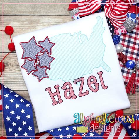 Download Free USA with Stars | Embroidery DXF Files