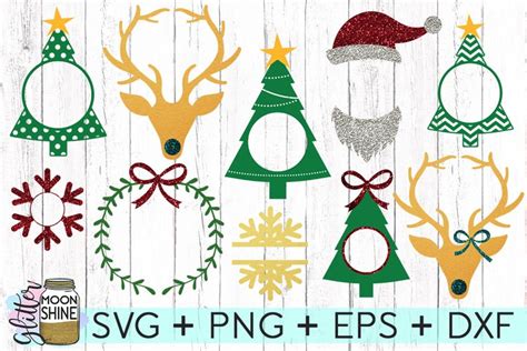 Download Free Ultimate Christmas Monogram Frame Bundle Svg DXF Files