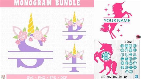 Download Free Unicorn, Unicorn Monogram Frame Files Files