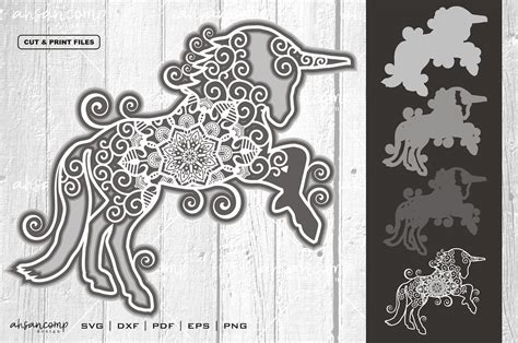 Download Free Unicorn Mandala Vector 3D Layered DXF Files