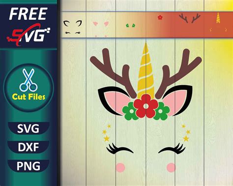 Download Free Unicorn Reindeer SVG Cut File Files DXF Files