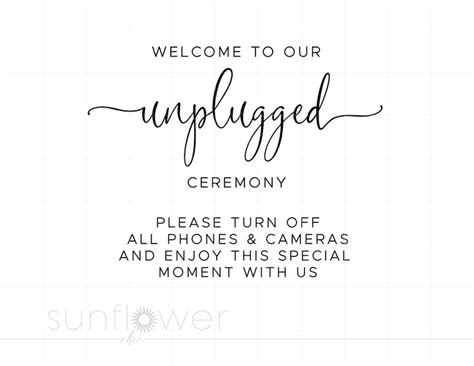 Download Free Unplugged Wedding Ceremony SVG Cut File Printable