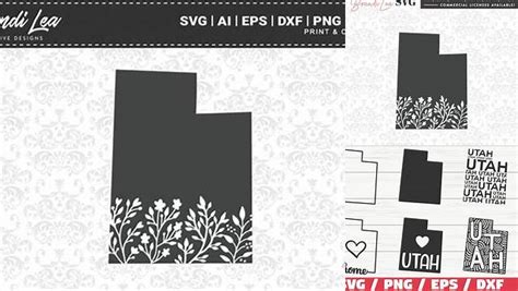 Download Free Utah Floral State Map SVG Cutting Files Cut Files