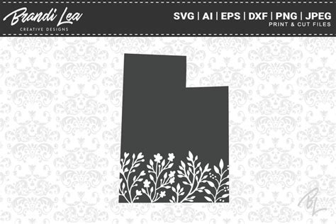 Download Free Utah Floral State Map SVG Cutting Files Files