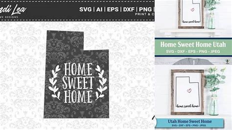 Download Free Utah Home Sweet Home State Map SVG Cut Files Commercial Use DXF Files