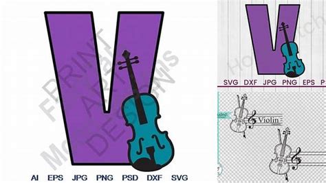 Download Free V For Violin - SVG File, DXF File For Crafts