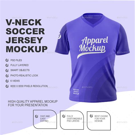 Download Free V-Neck Soccer Jersey PSD Generator PSD Files