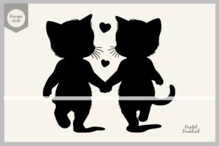 Download Free Valentine Cats - SVG File, DXF File Commercial Use Free PSD Mockups
