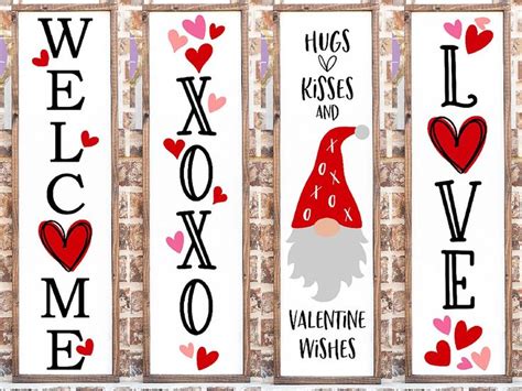 Download Free Valentine Porch Sign SVG Template Bundle Commercial Use DXF Files