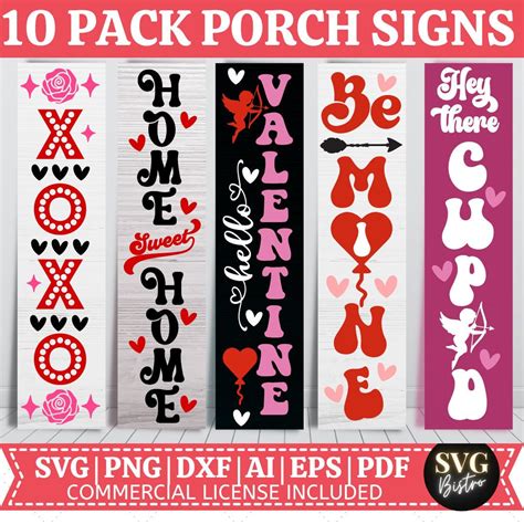 Download Free Valentine Porch Sign SVG Template Bundle Cut Files