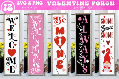 Download Free Valentine Porch Sign SVG Template Bundle Files For Crafts