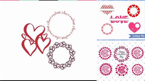 Download Free Valentines Day Monogram frames Cut Files