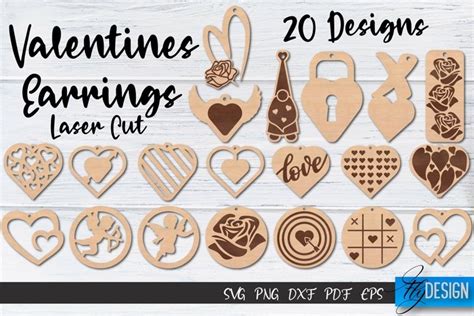Download Free Valentines Earrings SVG Cut File Templates DXF Files
