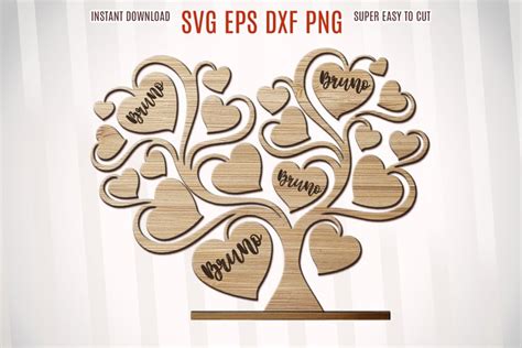 Download Free Valentines Heart Tree Design DXF Files