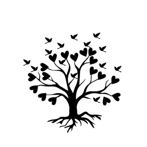 Download Free Valentines Heart Tree Design For Silhouette
