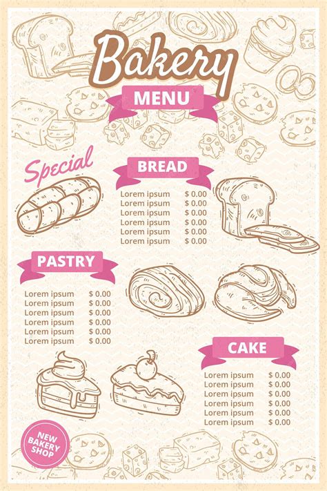 Free Vector | Bakery shop menu template