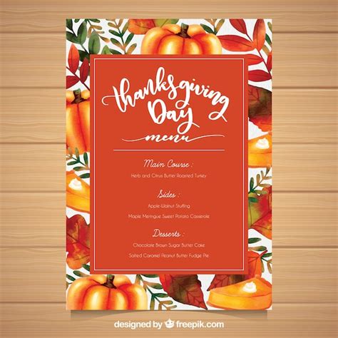 Free Vector | Colorful thanksgiving menu template