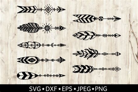 Download Free Vector Arrows and Feathers Commercial Use DXF Files