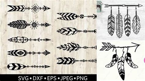 Download Free Vector Arrows and Feathers Cut Files