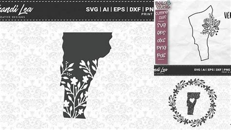 Download Free Vermont Floral State Map SVG Cutting Files Files