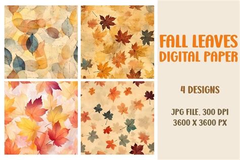 Download Free Vintage Fall Leaves Scrapbook Paper Files DXF Files