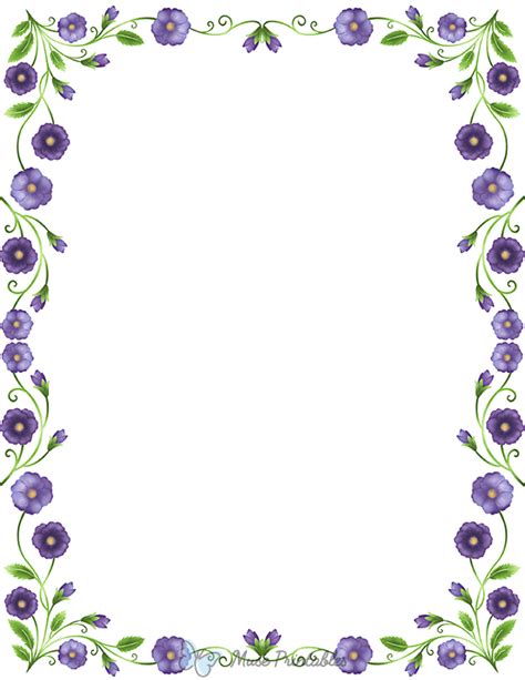 Download Free Violet Corner Borders Printable