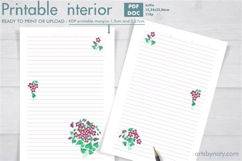 Download Free Violet flowers - printable KDP journal. Files DXF Files