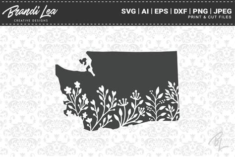 Download Free Washington Floral State Map SVG Cutting Files Files