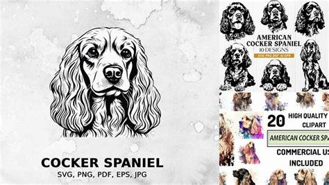 Download Free Watercolor American Cocker Spaniel DXF Files